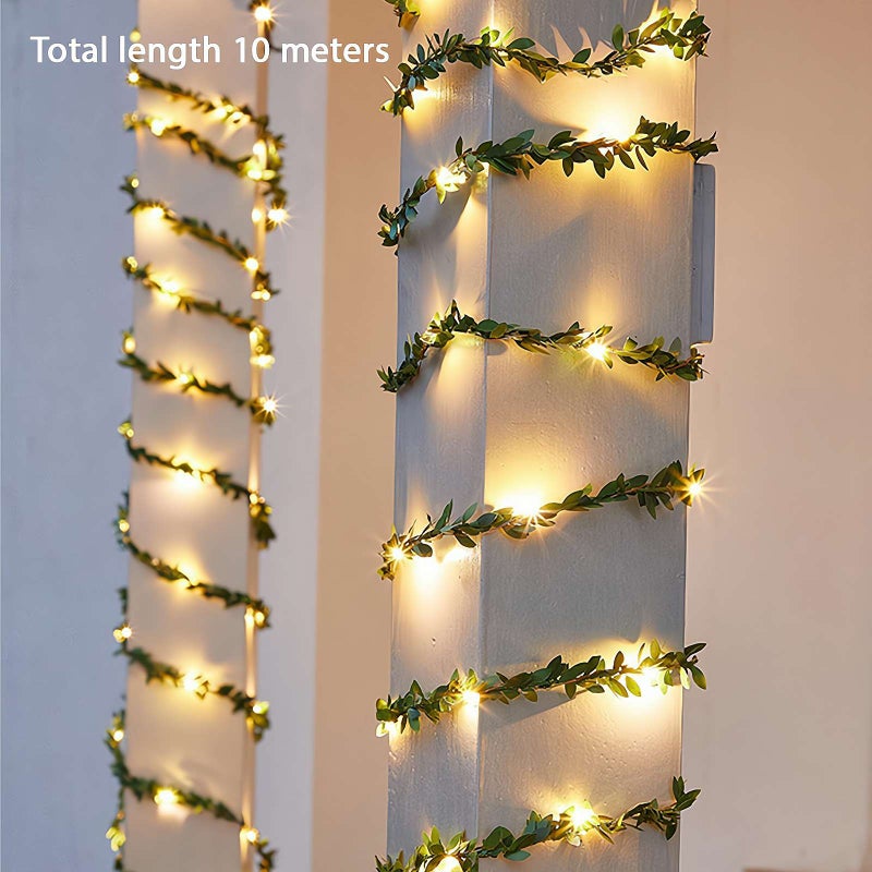 Christmas Lights, Twinkling Tree Garland, Glowing Fairy Light Olive Vine Garland for Fireplace Christmas Thanksgiving Home (C 10Meters) - Image 1